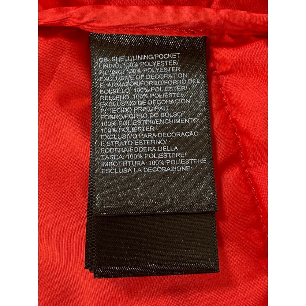The North Face Red Puffer Jacket Womens Large Chevron Quilted Zip - Picture 12 of 13